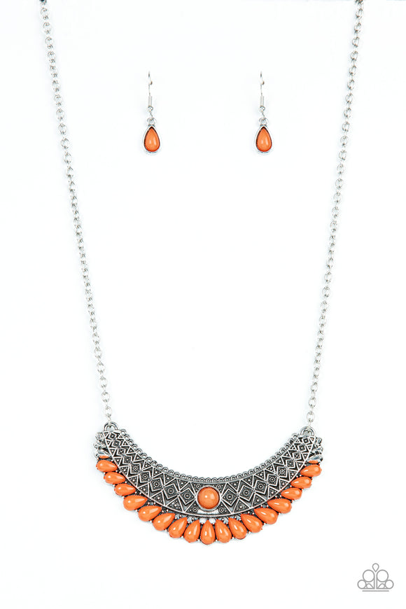 Abundantly Aztec - Orange Necklace