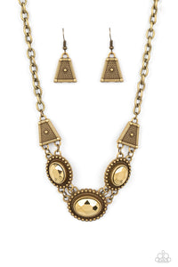 Textured TRAPEZOID - Brass Necklace