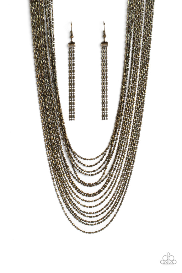 Cascading Chains - Brass Necklace