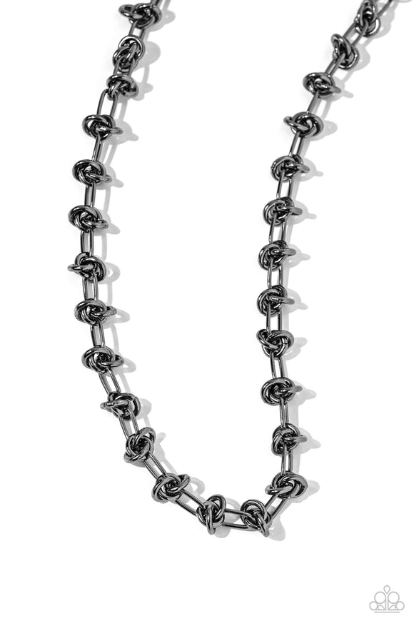 Knotted Kickoff - Black Necklace