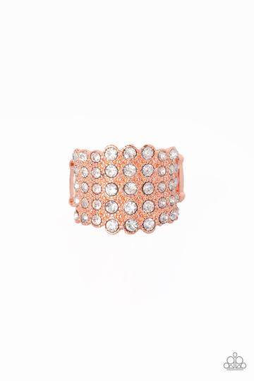 Million Dollar Masquerade- Copper - White Rhinestones - Ring - Shon's Jewels Boutique