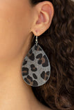 Ra, Ra, Roar - Silver - Fuzzy Cheetah - Leather Teardrop - Earrings - Shon's Jewels Boutique